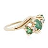 Image 2 : 10KT Yellow Gold 0.40ctw Emerald and Diamond Ring