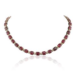 14KT Yellow Gold 52.70ctw Ruby and Diamond Necklace
