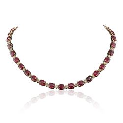 14KT Yellow Gold 52.70ctw Ruby and Diamond Necklace