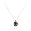 Image 1 : 14KT White Gold 9.75ct Tanzanite and Diamond Pendant With Chain