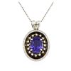 Image 2 : 14KT White Gold 9.75ct Tanzanite and Diamond Pendant With Chain