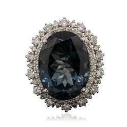 14KT White Gold 5.63ct Topaz and Diamond Ring