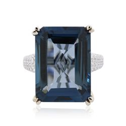 14KT Two-Tone Gold 27.36ct Topaz and Diamond Ring