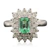 Image 1 : 18KT White Gold 1.05ct Emerald and Diamond Ring