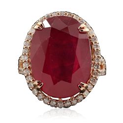 14KT Rose Gold 21.26ct Ruby and Diamond Ring