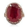 Image 1 : 14KT Rose Gold 21.26ct Ruby and Diamond Ring