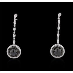 18KT White Gold 5.87ctw Black Diamond Earrings