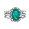 Image 1 : 14KT Two-Tone Gold 2.21ct Emerald and Diamond Ring