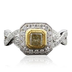 18KT White and Yellow Gold 1.50ctw Diamond Ring