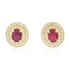 Image 1 : 14KT Yellow Gold 3.20ctw Ruby and Diamond Earrings