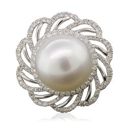 18KT White Gold Pearl and Diamond Ring