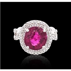 18KT White Gold 6.08ct Rubellite and Diamond Ring