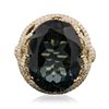 Image 1 : 14KT Yellow Gold 20.72ct Blue Topaz and Diamond Ring