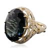 Image 2 : 14KT Yellow Gold 20.72ct Blue Topaz and Diamond Ring
