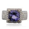 Image 1 : 14KT Two-Tone Gold 3.56ct Tanzanite and Diamond Ring