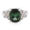 Image 1 : 14KT White Gold 4.49ct Green Tourmaline and Diamond Ring