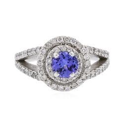 14KT White Gold 0.64ct Tanzanite and Diamond Ring