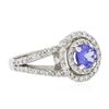 Image 2 : 14KT White Gold 0.64ct Tanzanite and Diamond Ring