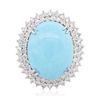 Image 1 : 14KT White Gold 23.00ct Turquoise and Diamond Ring