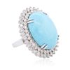 Image 2 : 14KT White Gold 23.00ct Turquoise and Diamond Ring