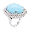 Image 3 : 14KT White Gold 23.00ct Turquoise and Diamond Ring