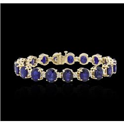 14KT Yellow Gold 31.25ctw Corundum and Diamond Bracelet