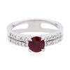 Image 1 : 14KT White Gold 0.80ct Ruby and Diamond Ring