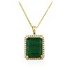 Image 2 : 14KT Yellow Gold 9.14ct Emerald and Diamond Pendant With Chain