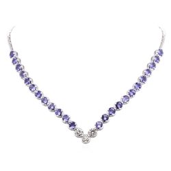 14KT White Gold 16.08ctw Tanzanite and Diamond Necklace