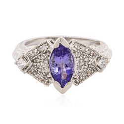 14KT White Gold 1.00ct Tanzanite and Diamond Ring