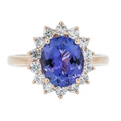 14KT Rose Gold 2.63ct Tanzanite and Diamond Ring