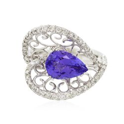 14KT White Gold 2.08ct Tanzanite and Diamond Ring