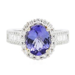 14KT Two-Tone Gold 1.97ct Tanzanite and Diamond Ring