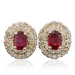 14KT Yellow Gold 2.07ctw Ruby and Diamond Earrings