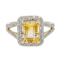 14KT Yellow Gold 2.12ct Citrine and Diamond Ring