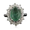 Image 1 : 14KT White Gold 3.18ct Emerald and Diamond Ring
