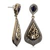 Image 2 : Silver and Gold 0.90ctw Blue Crystal and Cubic Zirconia Earrings
