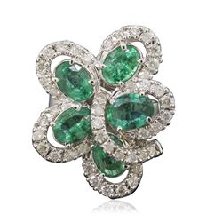 14KT White Gold 5.00ctw Emerald and Diamond Ring