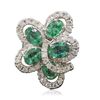 Image 1 : 14KT White Gold 5.00ctw Emerald and Diamond Ring