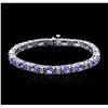 Image 1 : 14KT White Gold 15.39ctw Tanzanite and Diamond Bracelet