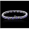 Image 2 : 14KT White Gold 15.39ctw Tanzanite and Diamond Bracelet