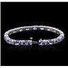 Image 3 : 14KT White Gold 15.39ctw Tanzanite and Diamond Bracelet