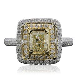 14KT White Gold 1.01ct SI1/Light Yellow Diamond Ring