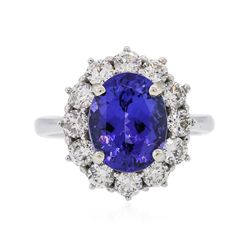 14KT White Gold 4.42ct Tanzanite and Diamond Ring