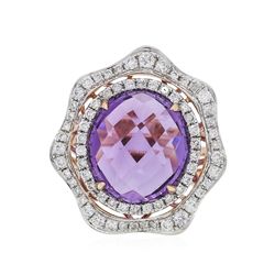 14KT Rose Gold 8.25ct Amethyst and Diamond Ring