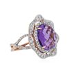 Image 2 : 14KT Rose Gold 8.25ct Amethyst and Diamond Ring