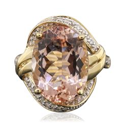 14KT Yellow Gold 8.95ct Morganite and Diamond Ring