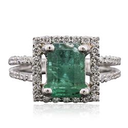 18KT White Gold 2.84ct Emerald and Diamond Ring