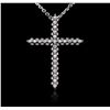 Image 2 : 14KT White Gold 0.77ctw Diamond Cross Pendant With Chain