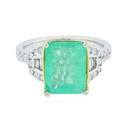 14KT Two-Tone Gold 3.67ct Emerald and Diamond Ring